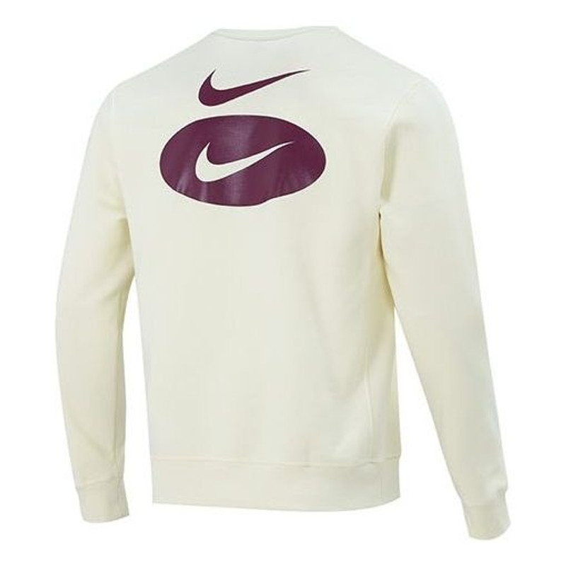 Nike Men's Nike As Nsw Sl Bb Crew Casual Sports Fleece Lined Round Neck Long Sleeves Ivory DM5461-113 outlook