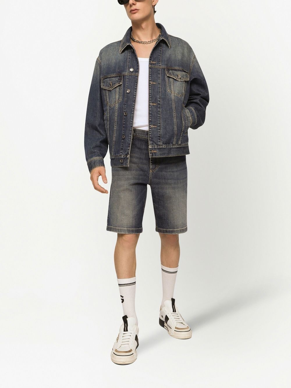knee-length denim shorts - 2