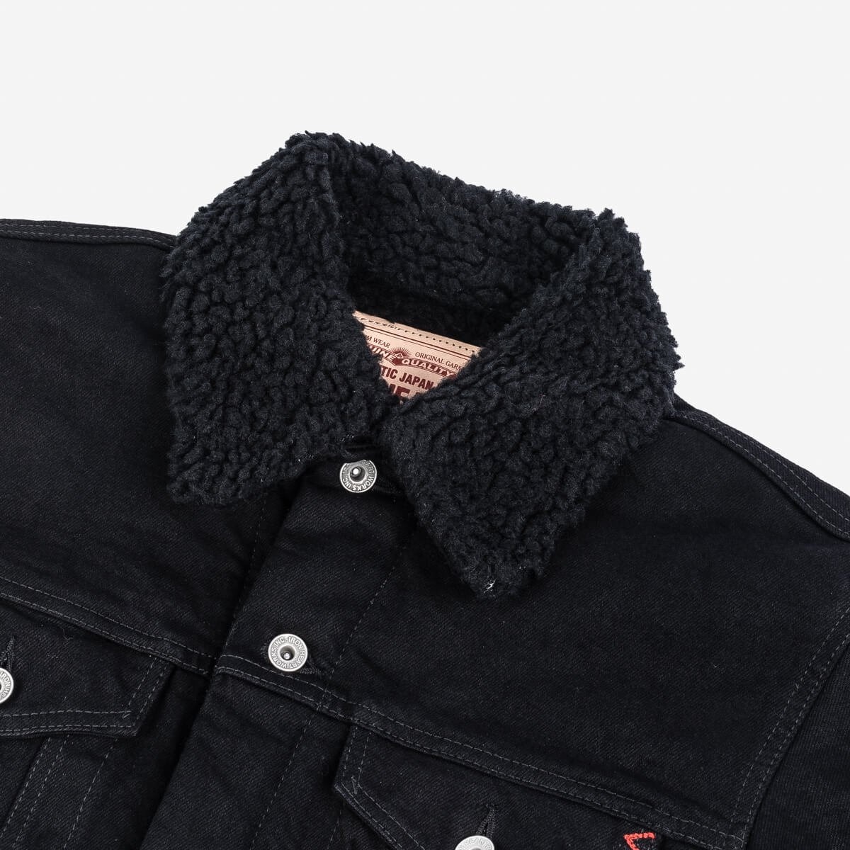 IHJ-116-BLK 14oz Selvedge Denim Fleece Lined Modified Type III Jacket - Black - 6