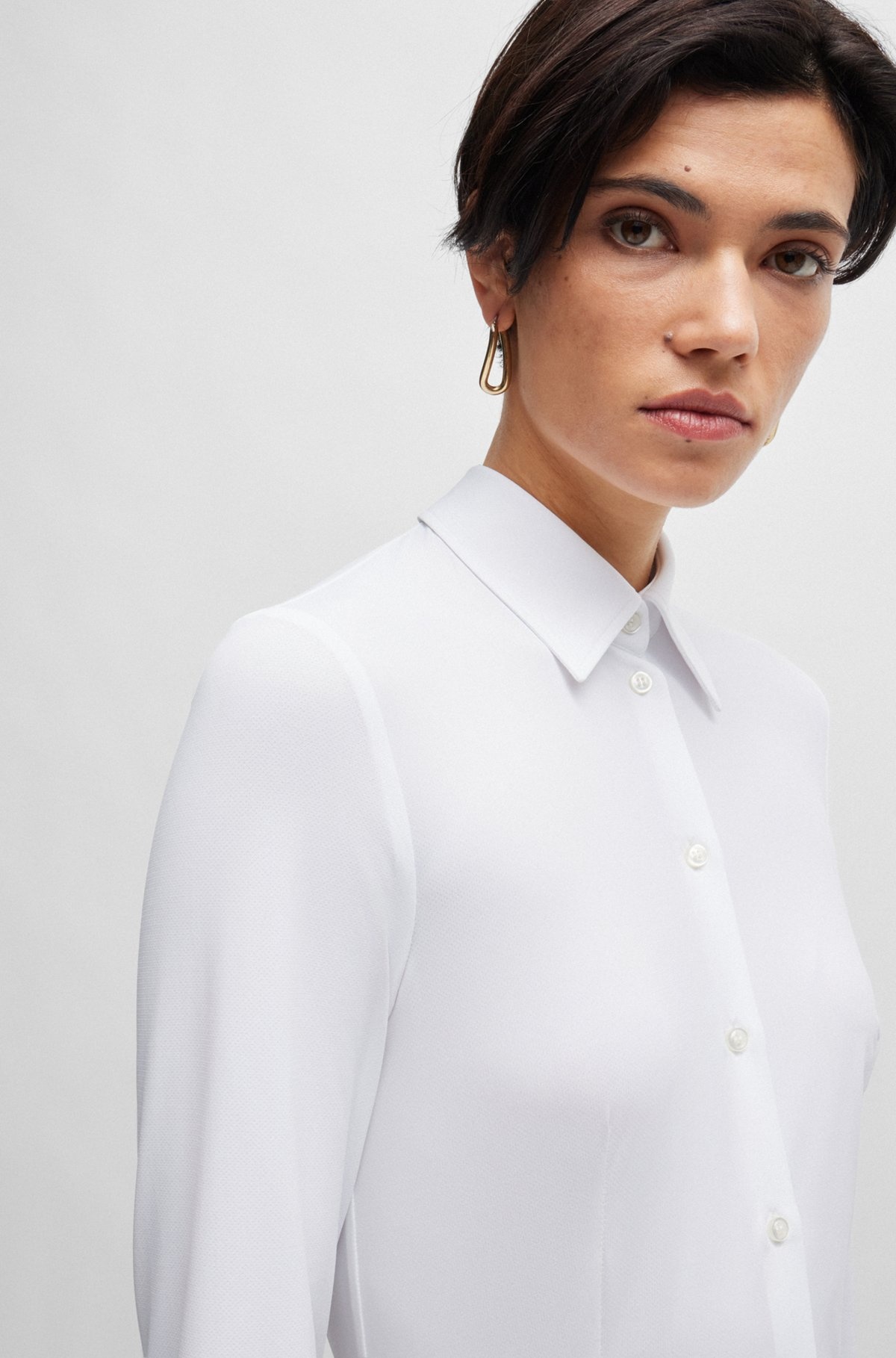 EXTRA-SLIM-FIT BLOUSE IN ITALIAN PERFORMANCE-STRETCH DOBBY - 4