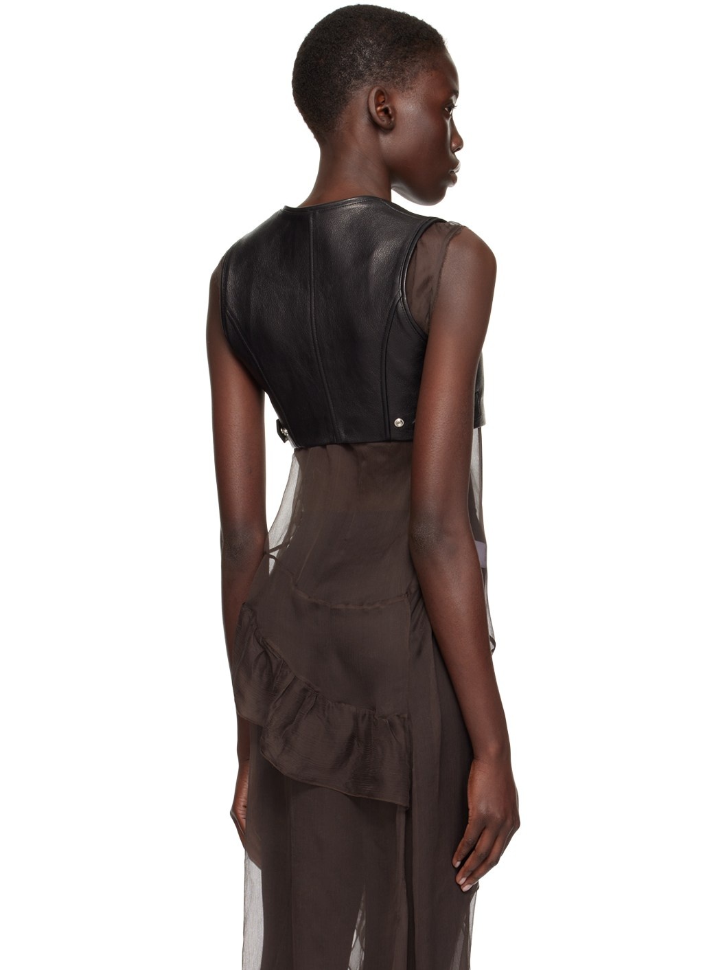 Black Motorcycle Bustier Vest - 3