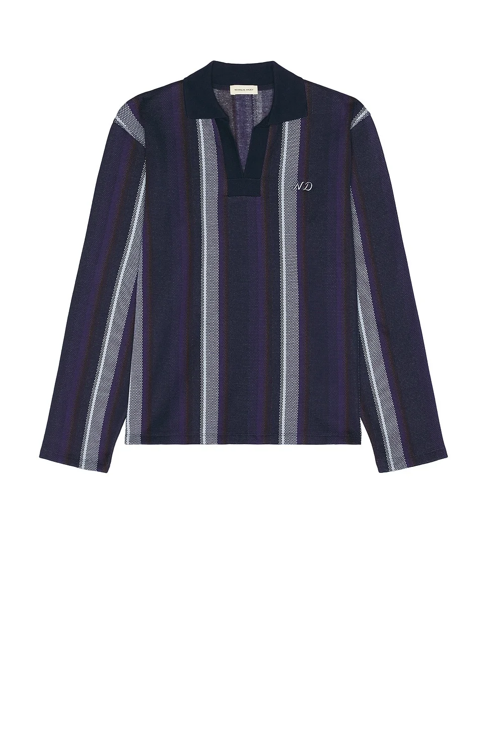 Long Sleeve Striped Polo - 1