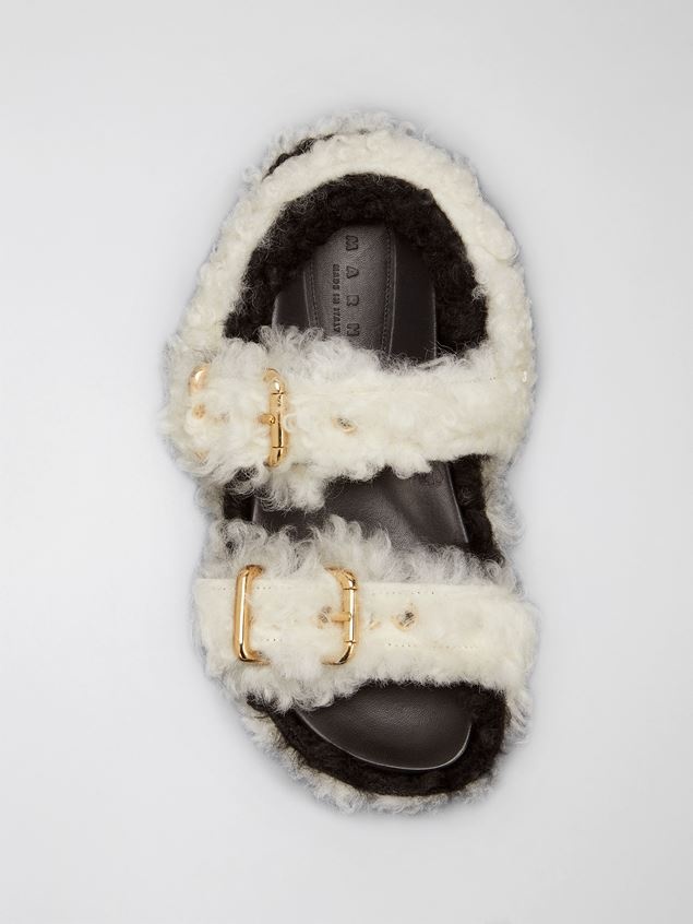 DOUBLE BUCKLE FUSSBETT IN WHITE SHEARLING - 4