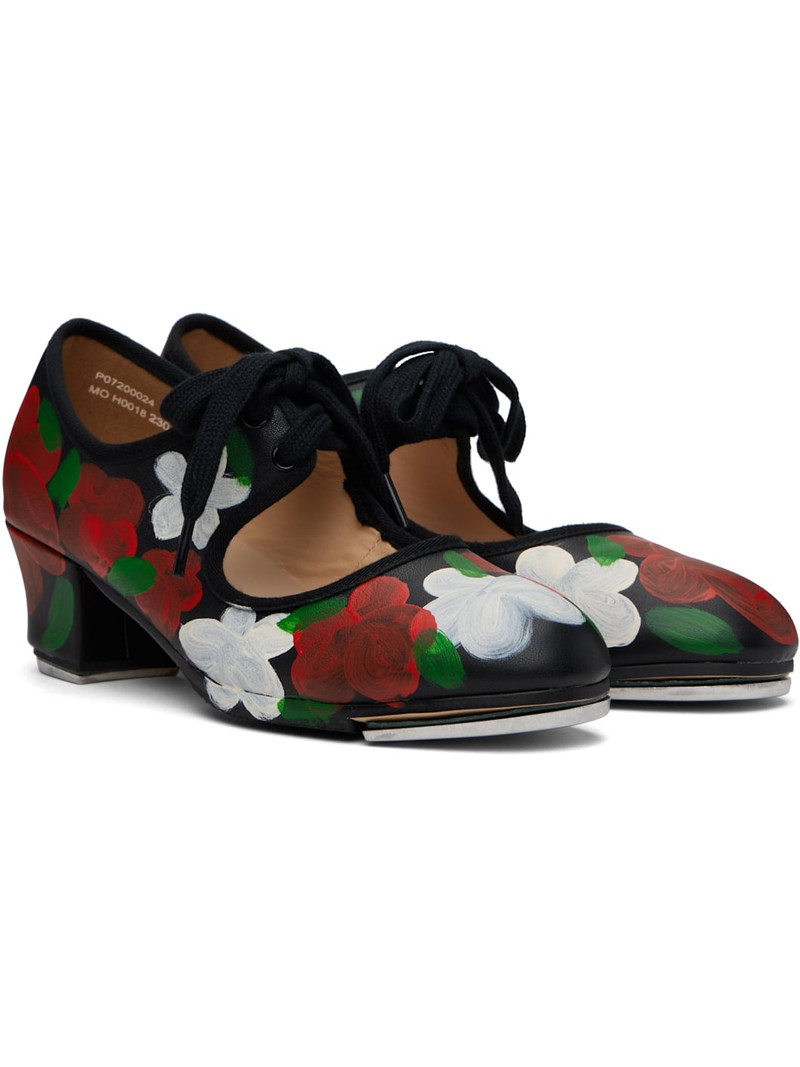 Black Flowers Tap Dance Shoes 4