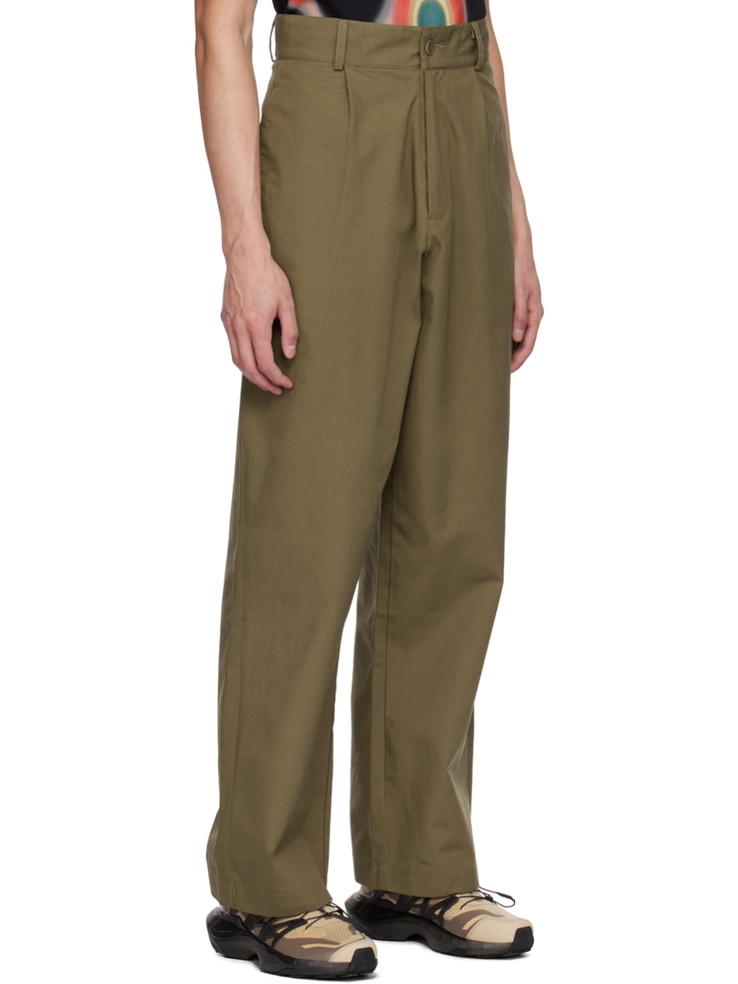 Khaki Pleated Trousers - 2