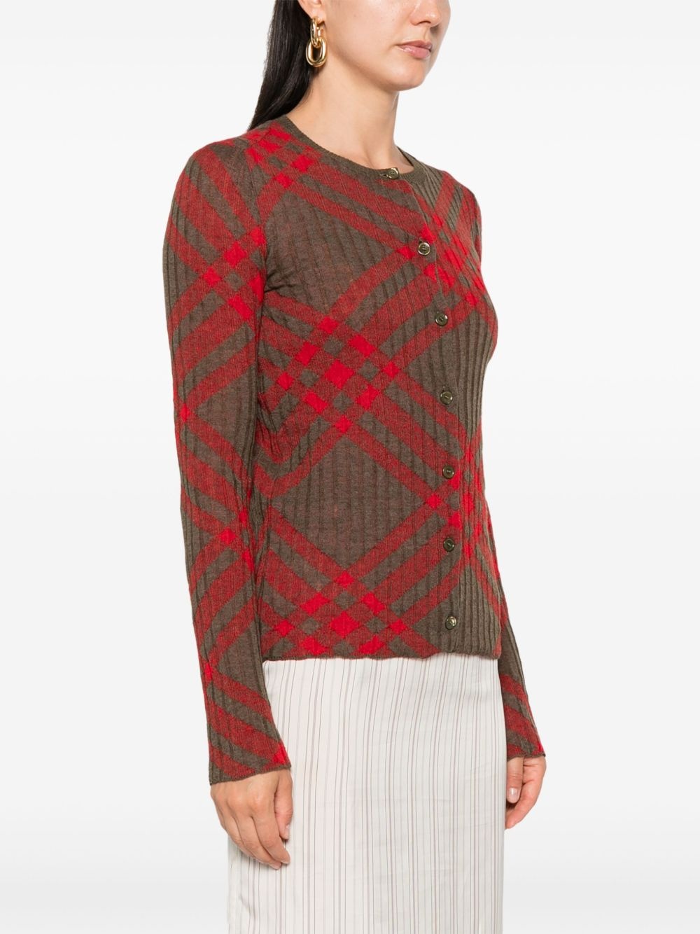 checked cardigan - 3