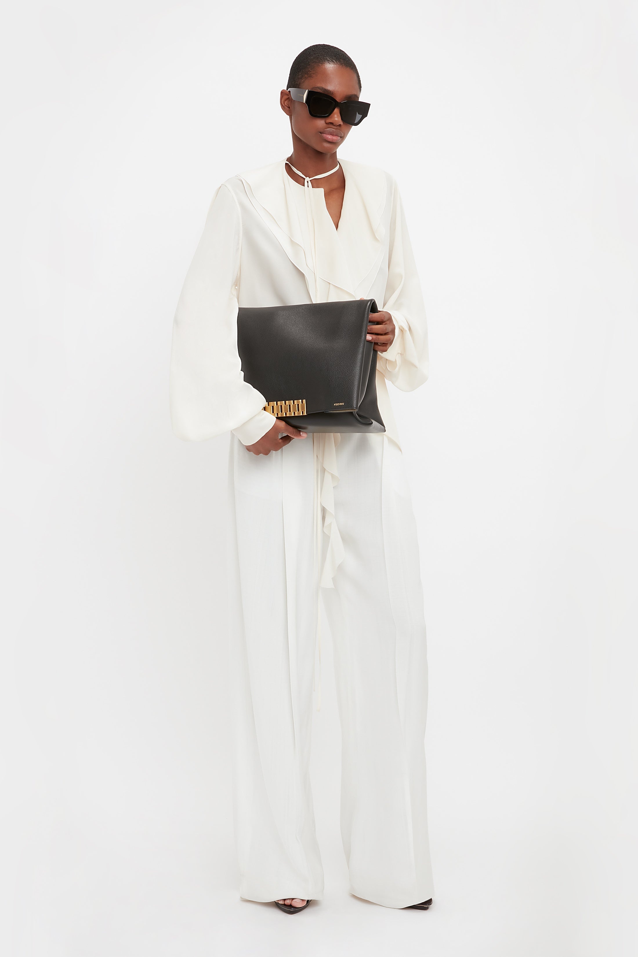 Wide Leg Trouser In White - 4