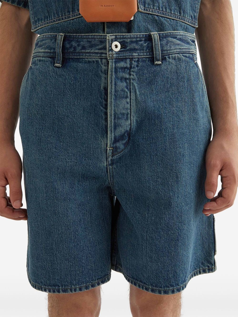straight-leg denim shorts - 5