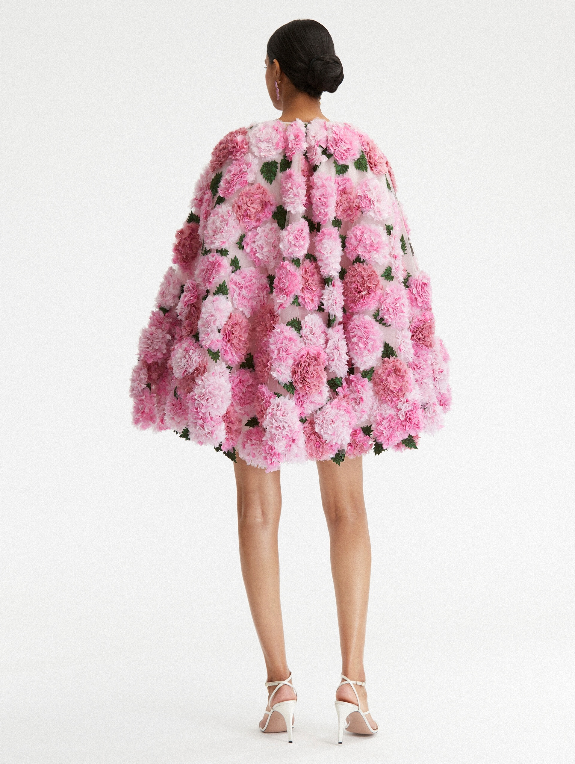 HYDRANGEA EMBROIDERED CAPE COAT - 2