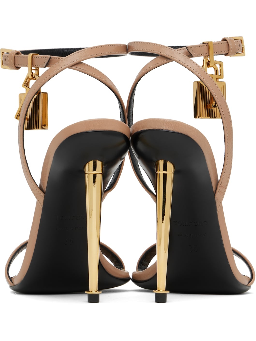 Pink Padlock Pointed Naked Heeled Sandals - 2