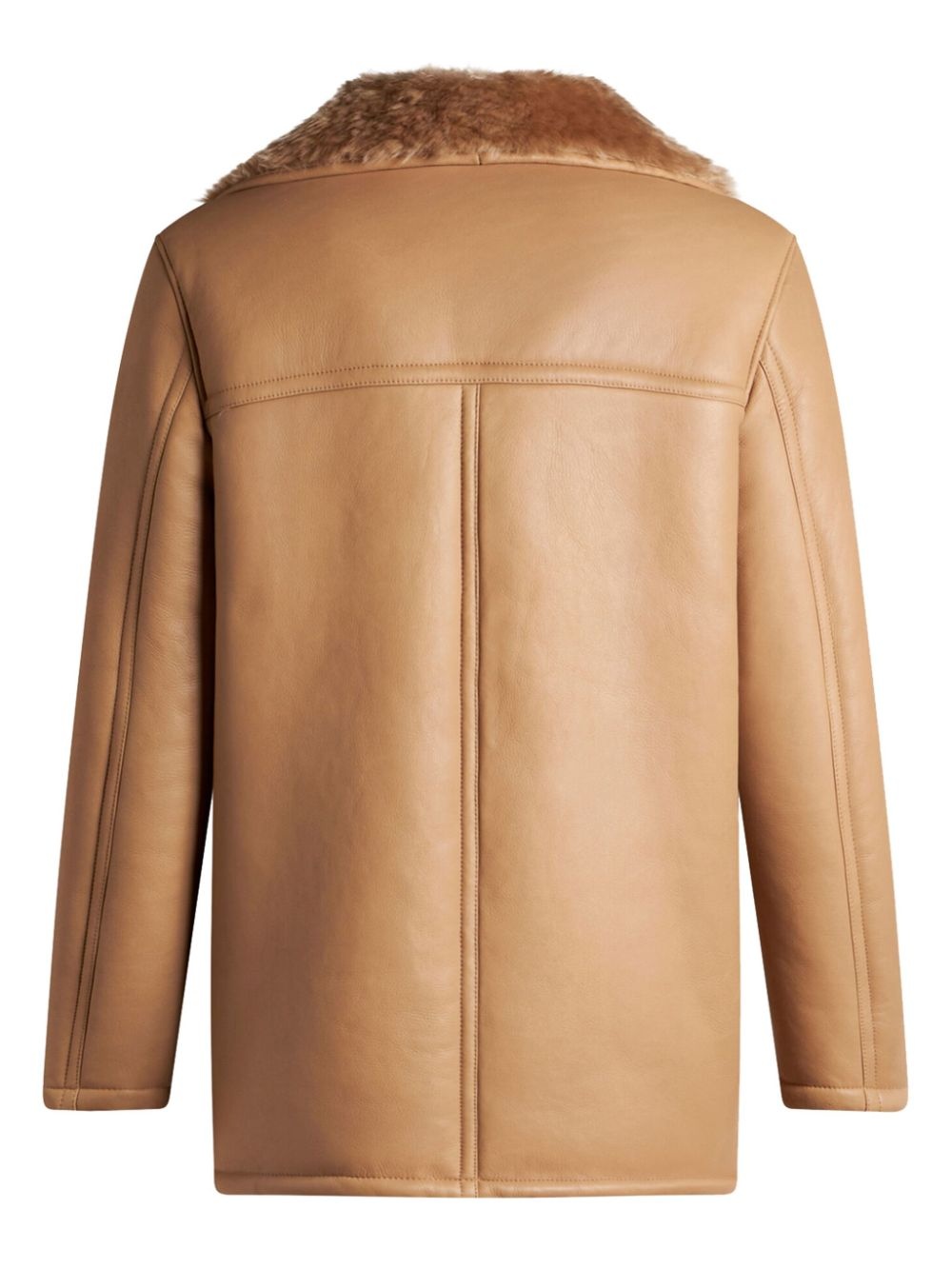 shearling leather coat - 2