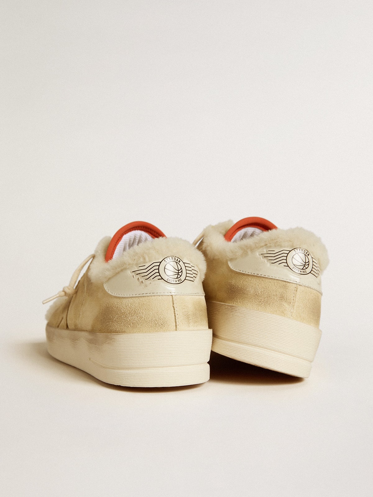 Stardan in beige suede with leather heel tab and shearling lining - 4