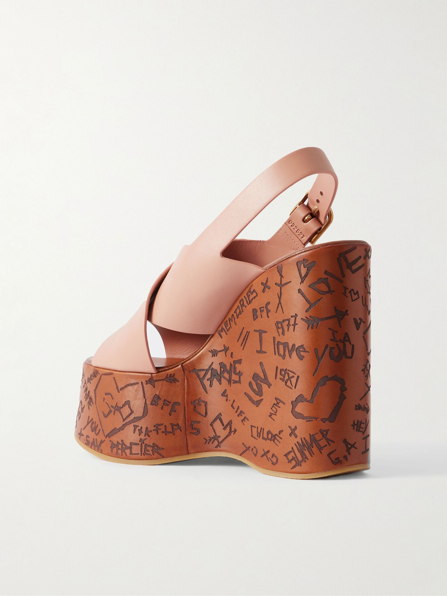 Maxime leather wedge sandals Baby pink - 3