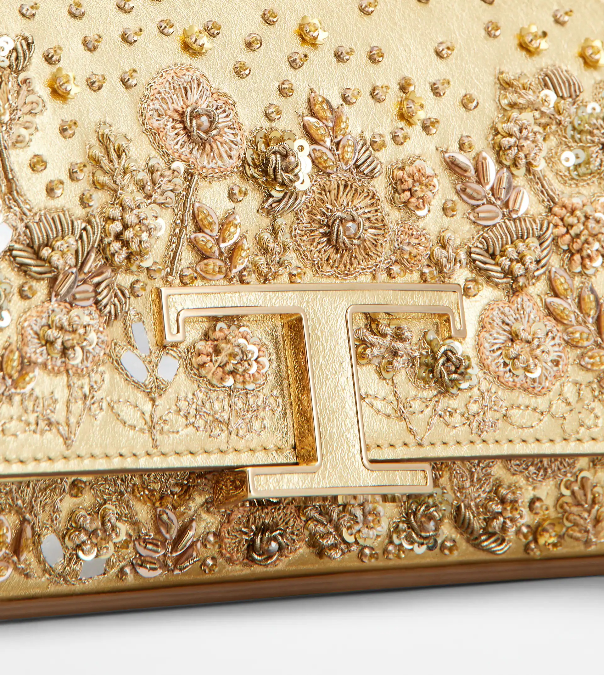 T TIMELESS CROSSBODY BAG IN LEATHER MINI - GOLD - 4
