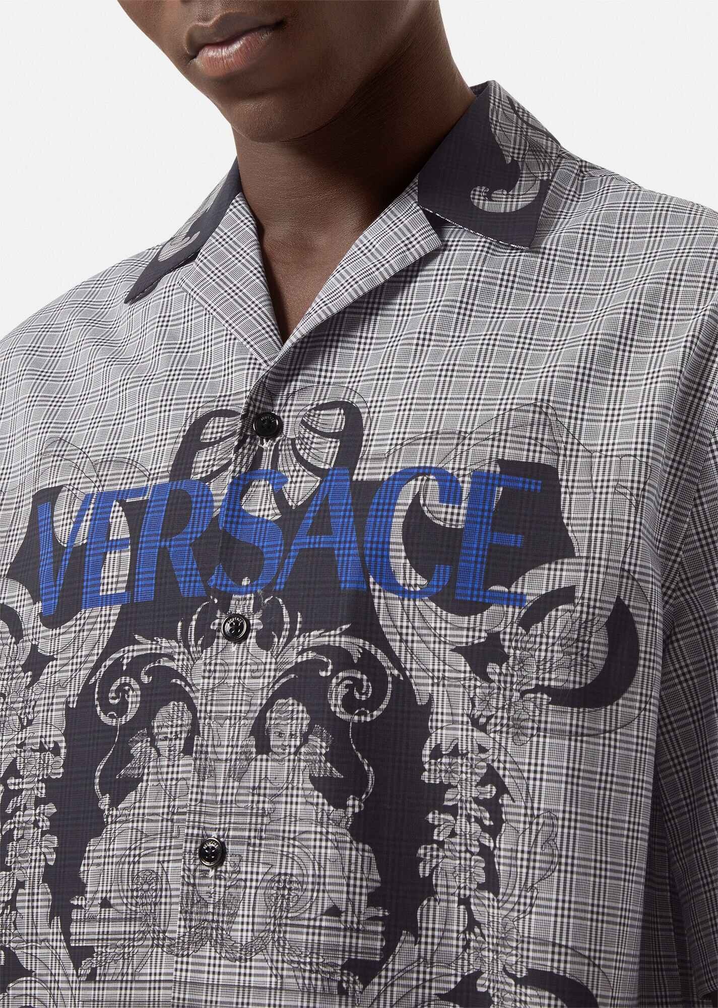 Silver Baroque Checked Logo Shirt - 5
