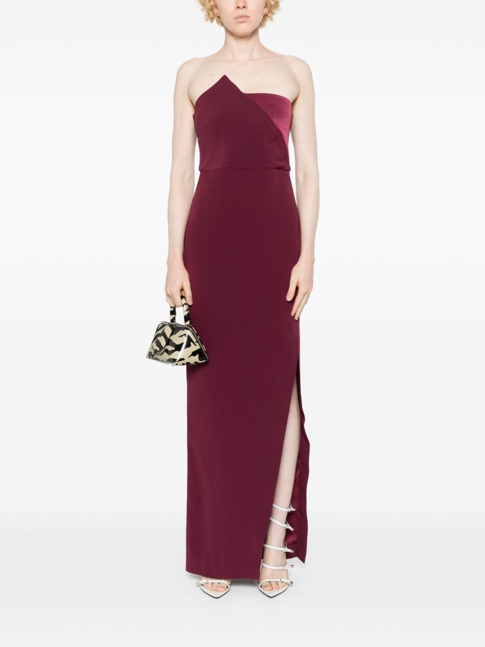 asymmetric crepe gown - 2