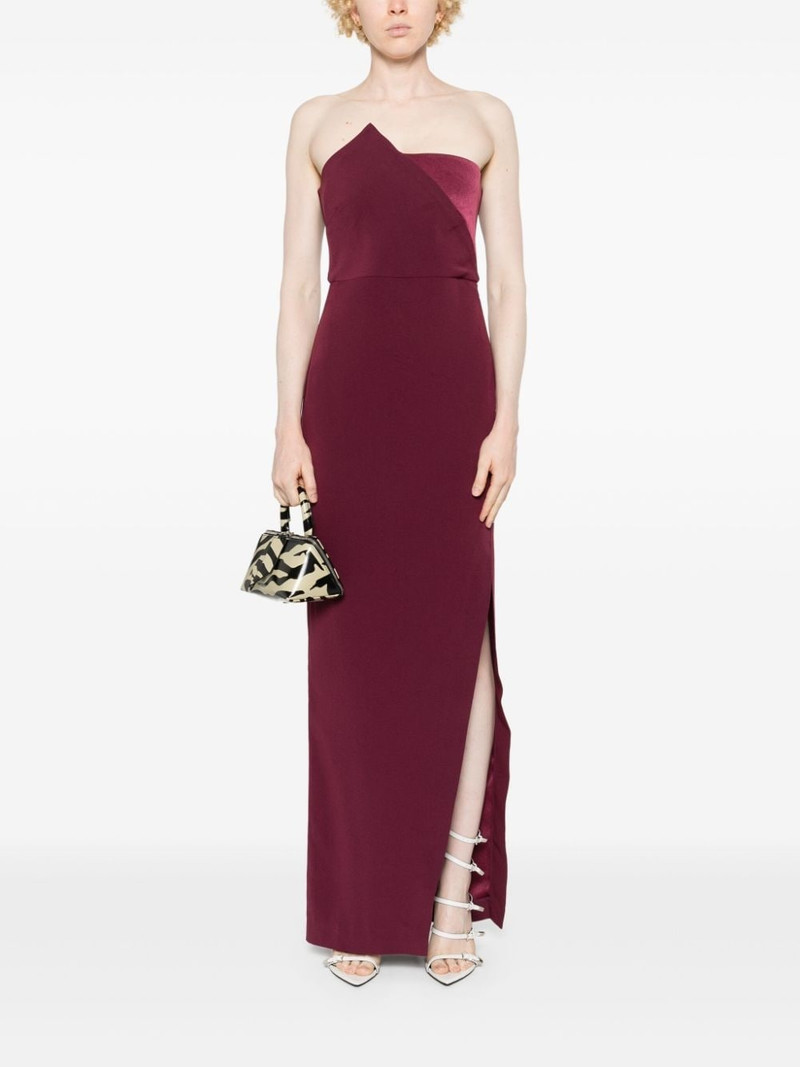ROLAND MOURET asymmetric crepe gown outlook