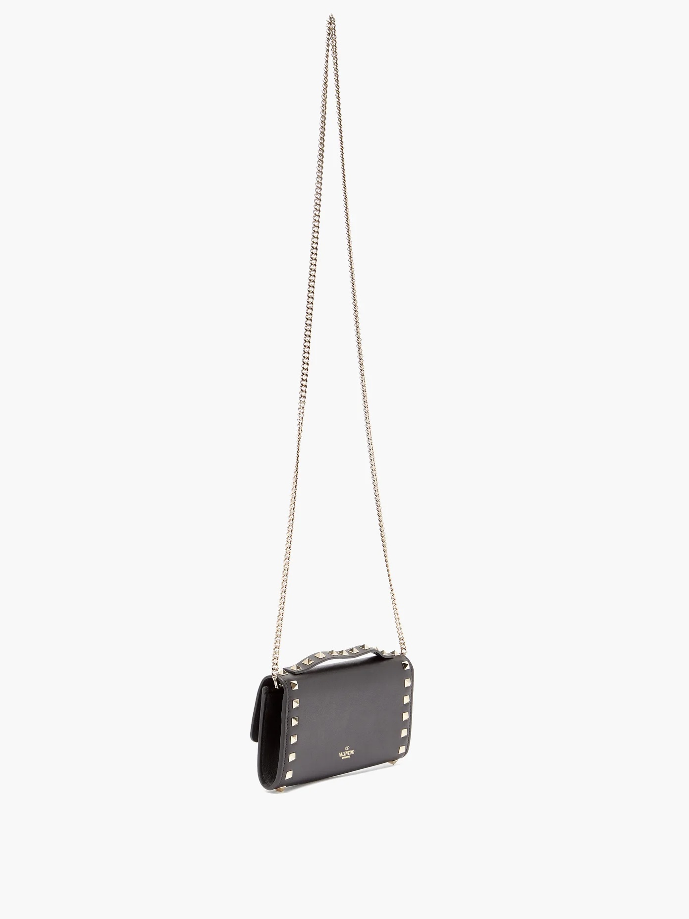 Rockstud chain-strap top-handle leather wallet - 4