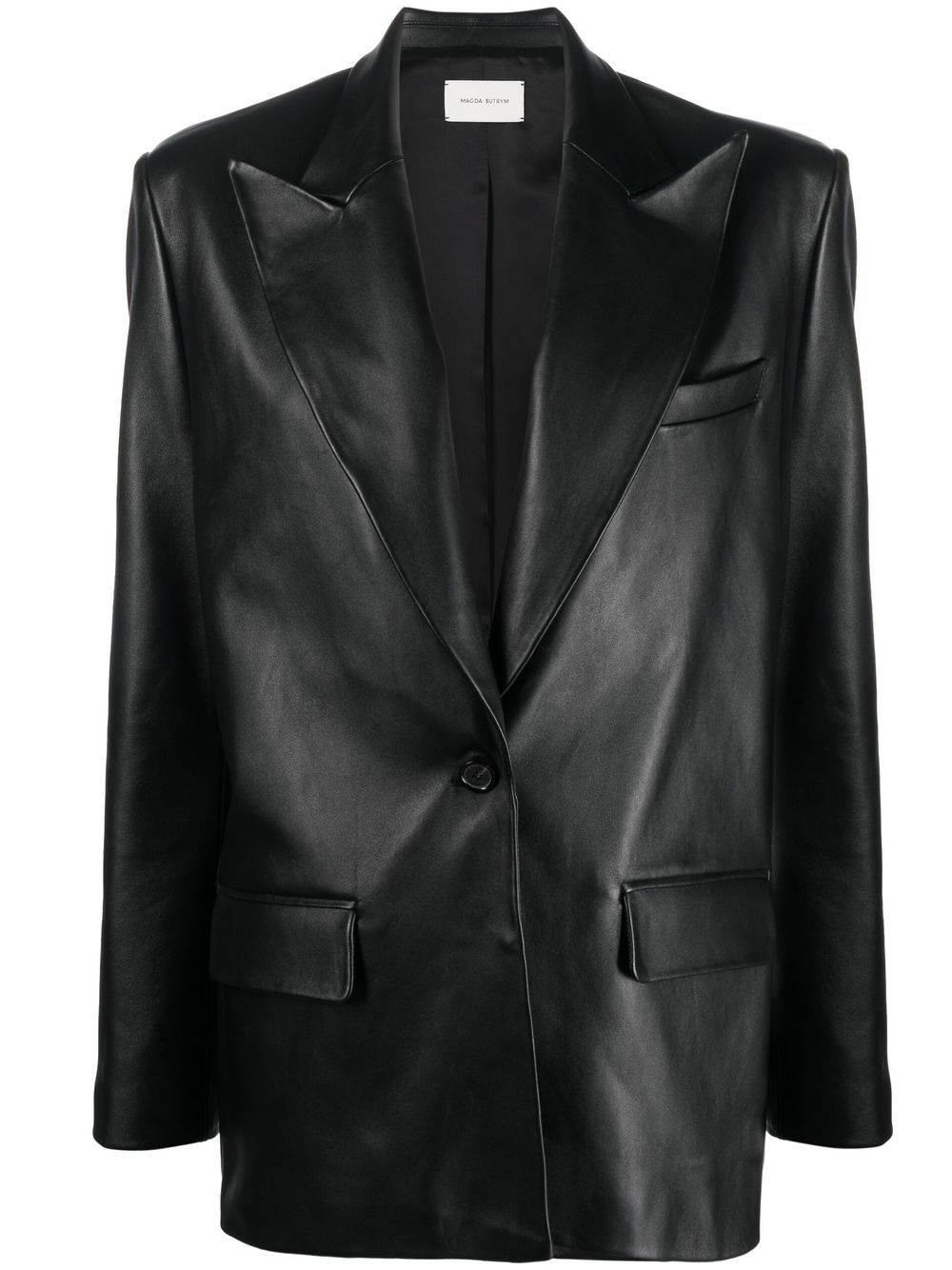 oversized leather blazer - 1