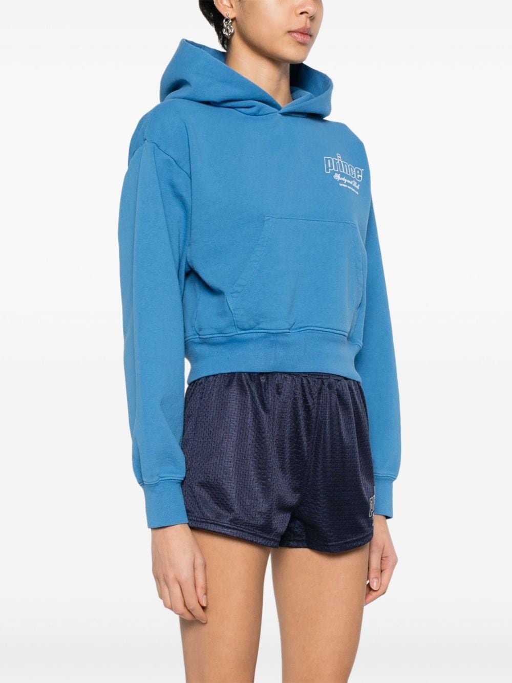 logo-printed cropped hoodie - 3