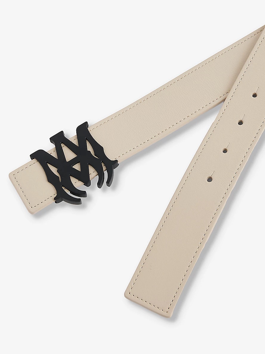 Monogram-buckle reversible leather belt - 2