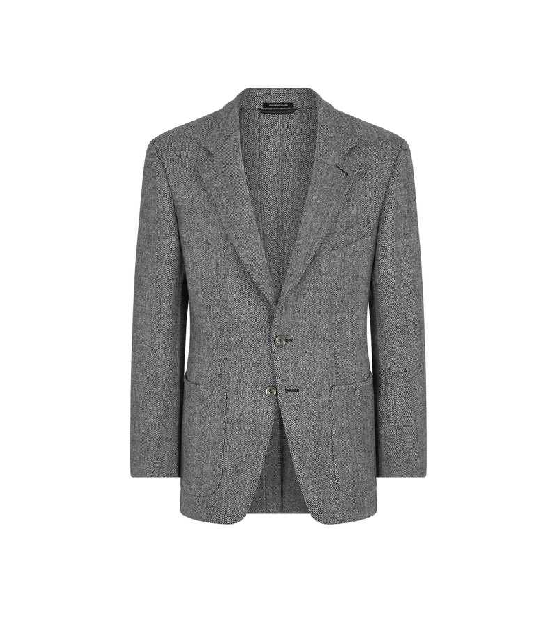 SHARKSKIN HERRINGBONE DOUBLE SPLITTABLE JACKET 1