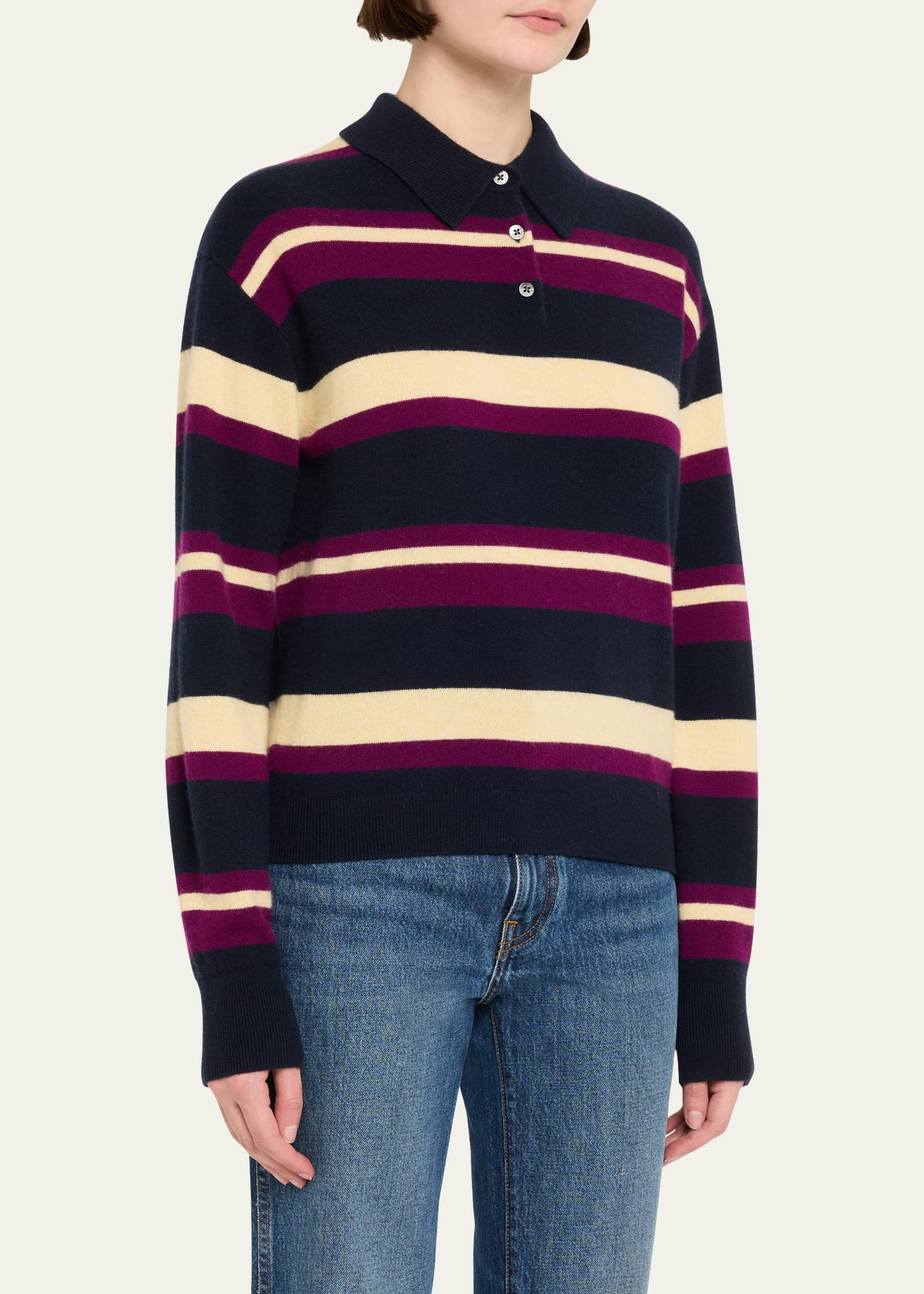 Collegiate Striped Cashmere Polo - 4