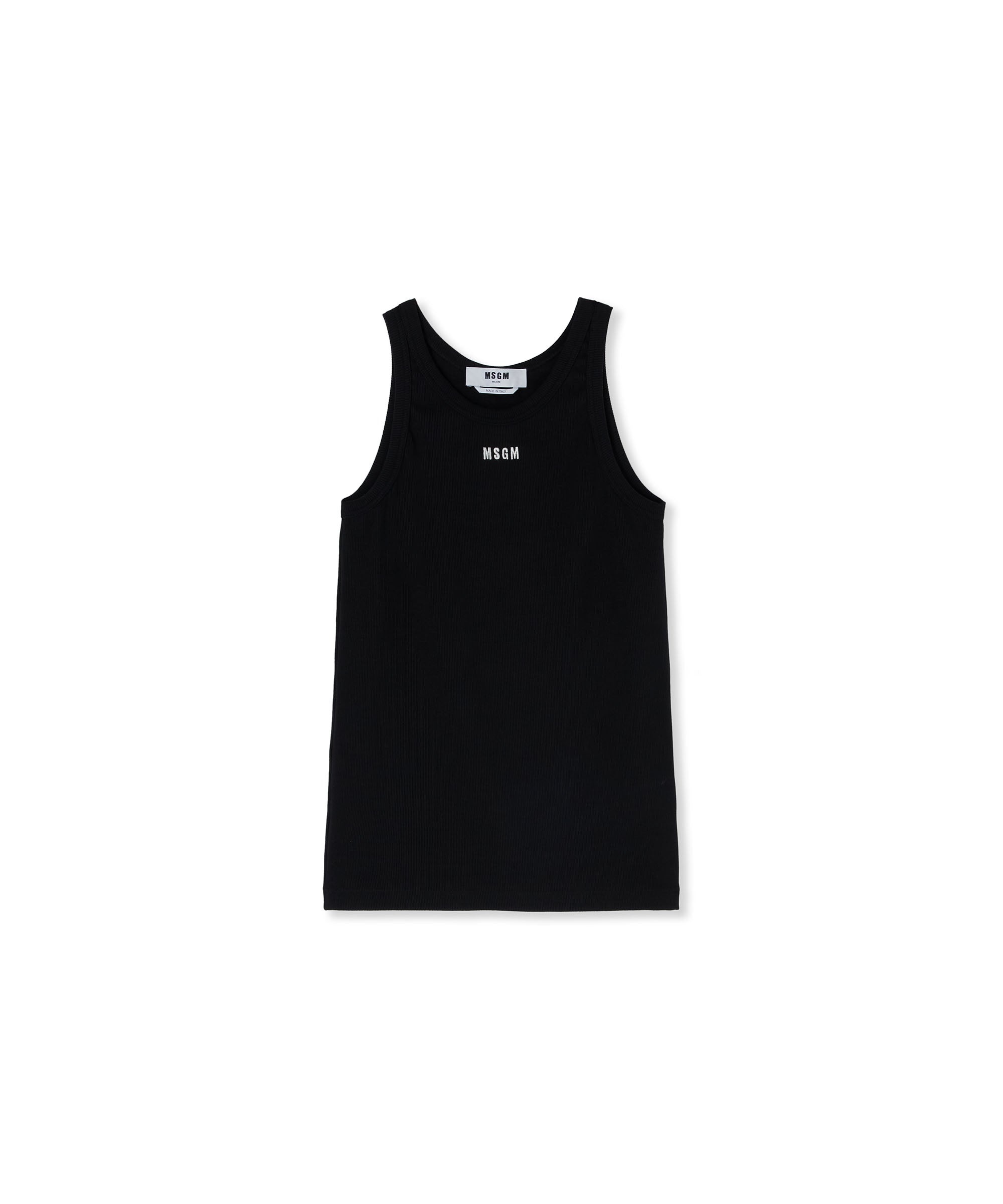 Ribbed jersey tank top with embroidered logo - 1