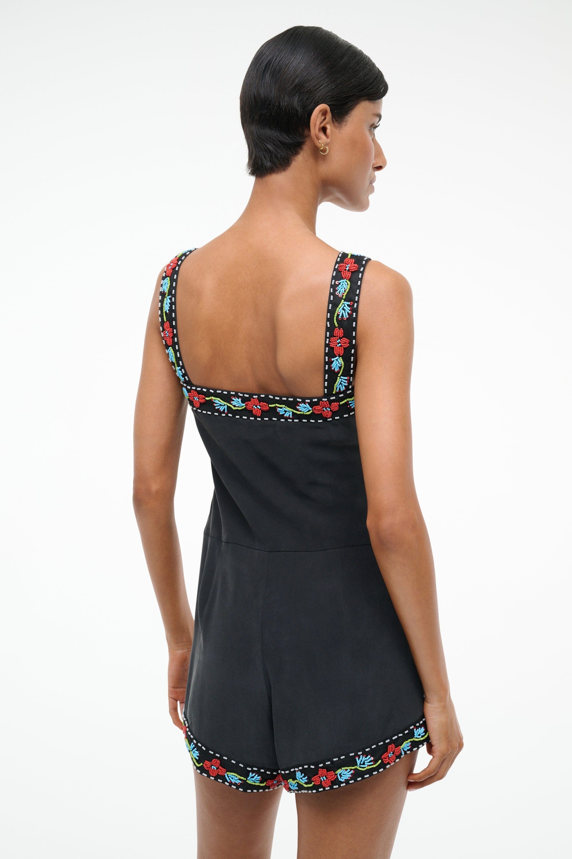 STAUD VERONICA SILK ROMPER BLACK - 4