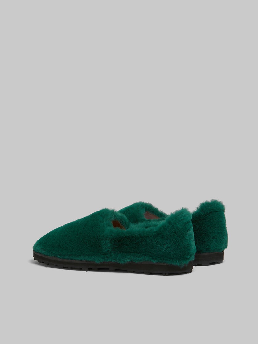 GREEN SLIP-ON LOAFER IN FAUX FUR - 3