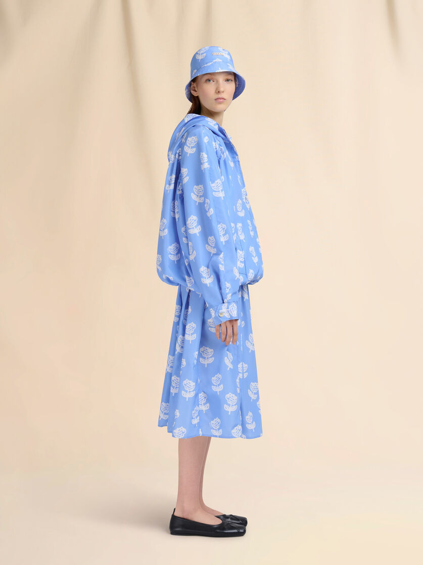 LIGHT BLUE TAFFETA BOMBER WITH SPRAYED ROSES PRINT - 6
