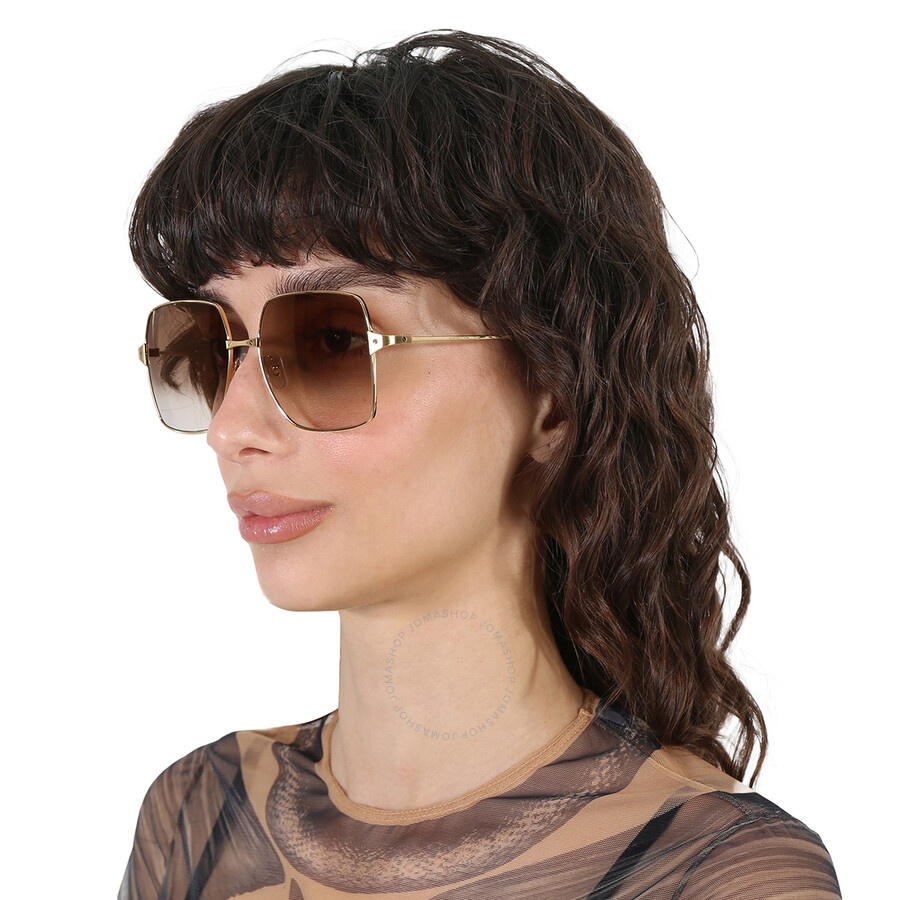 Cartier Santos de Cartier Brown Square Ladies Sunglasses CT0297S 002 57 - 2
