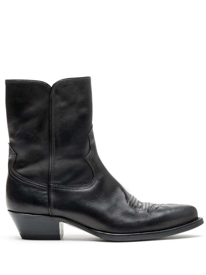 pointed-toe western leather boots - 1