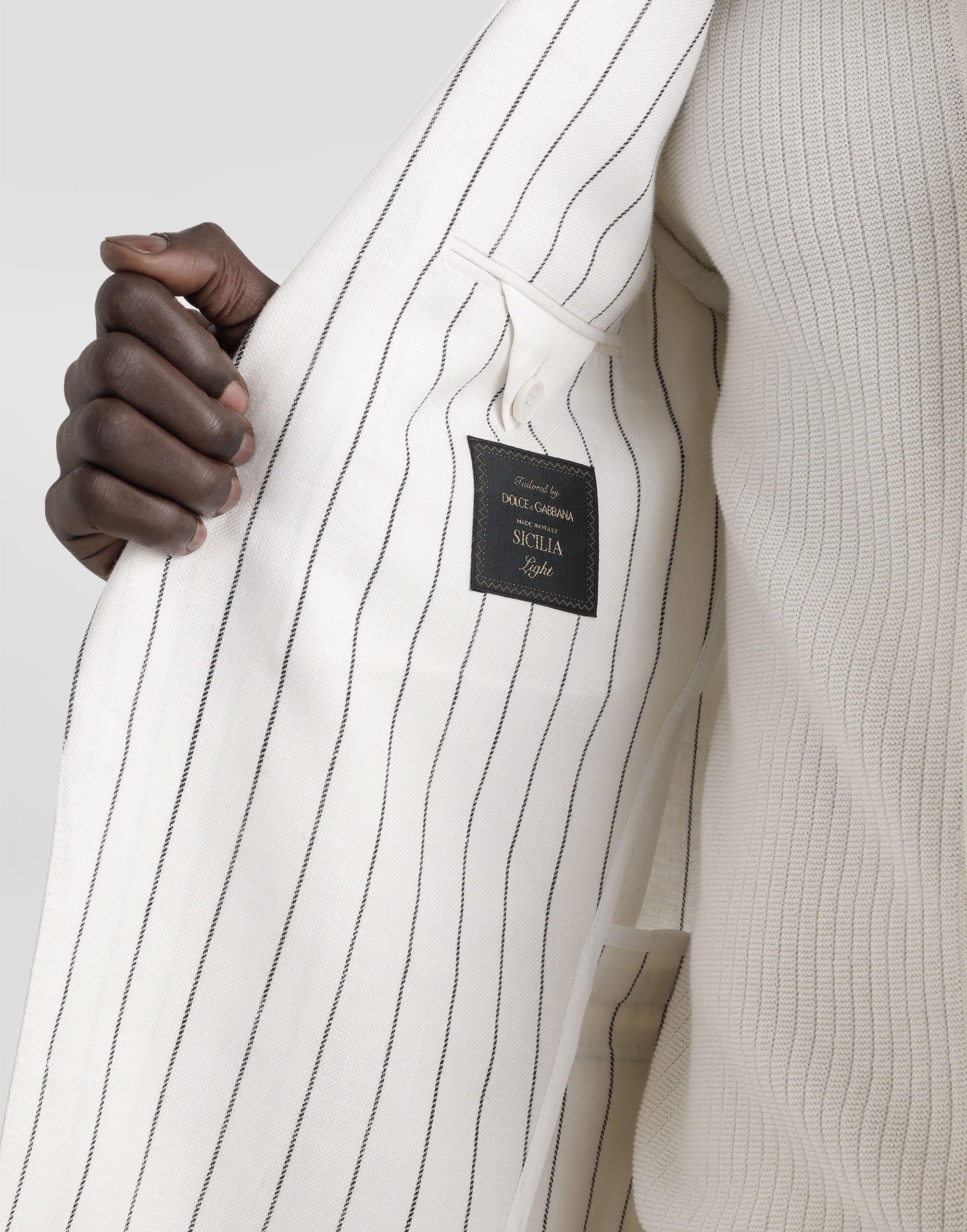 Single-breasted pinstripe linen-blend jacket - 5