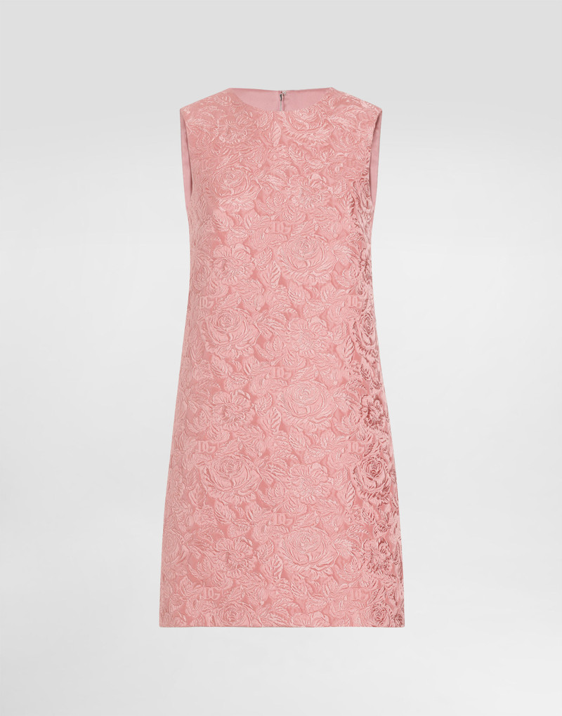 A-line floral matelassé jacquard short dress 1