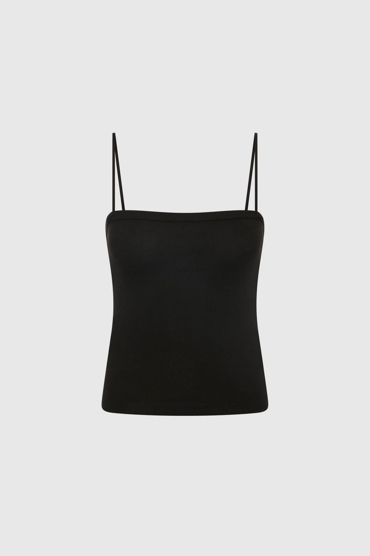 Organic Cotton Square Neck Cami - Jet Black - 1