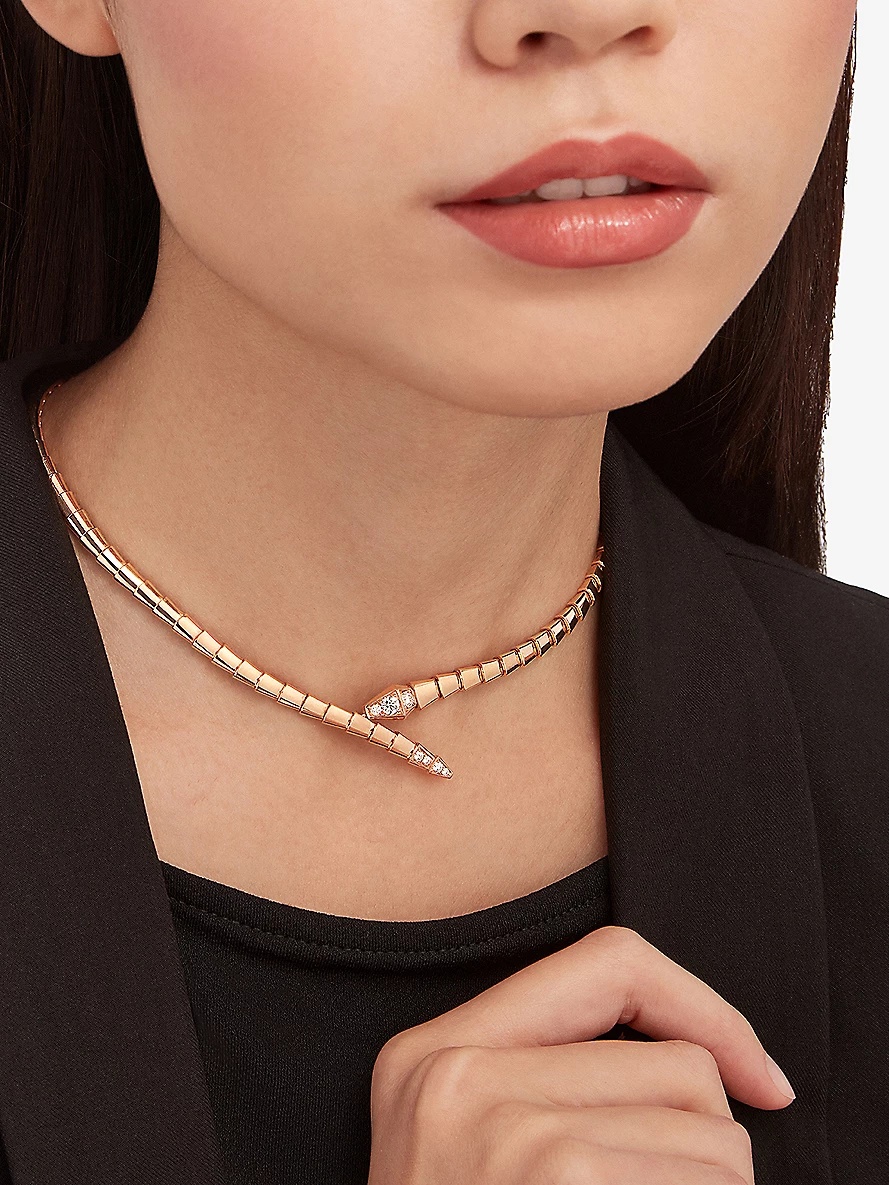 Serpenti Viper 18ct rose-gold and 0.41ct brilliant-cut diamond necklace - 3