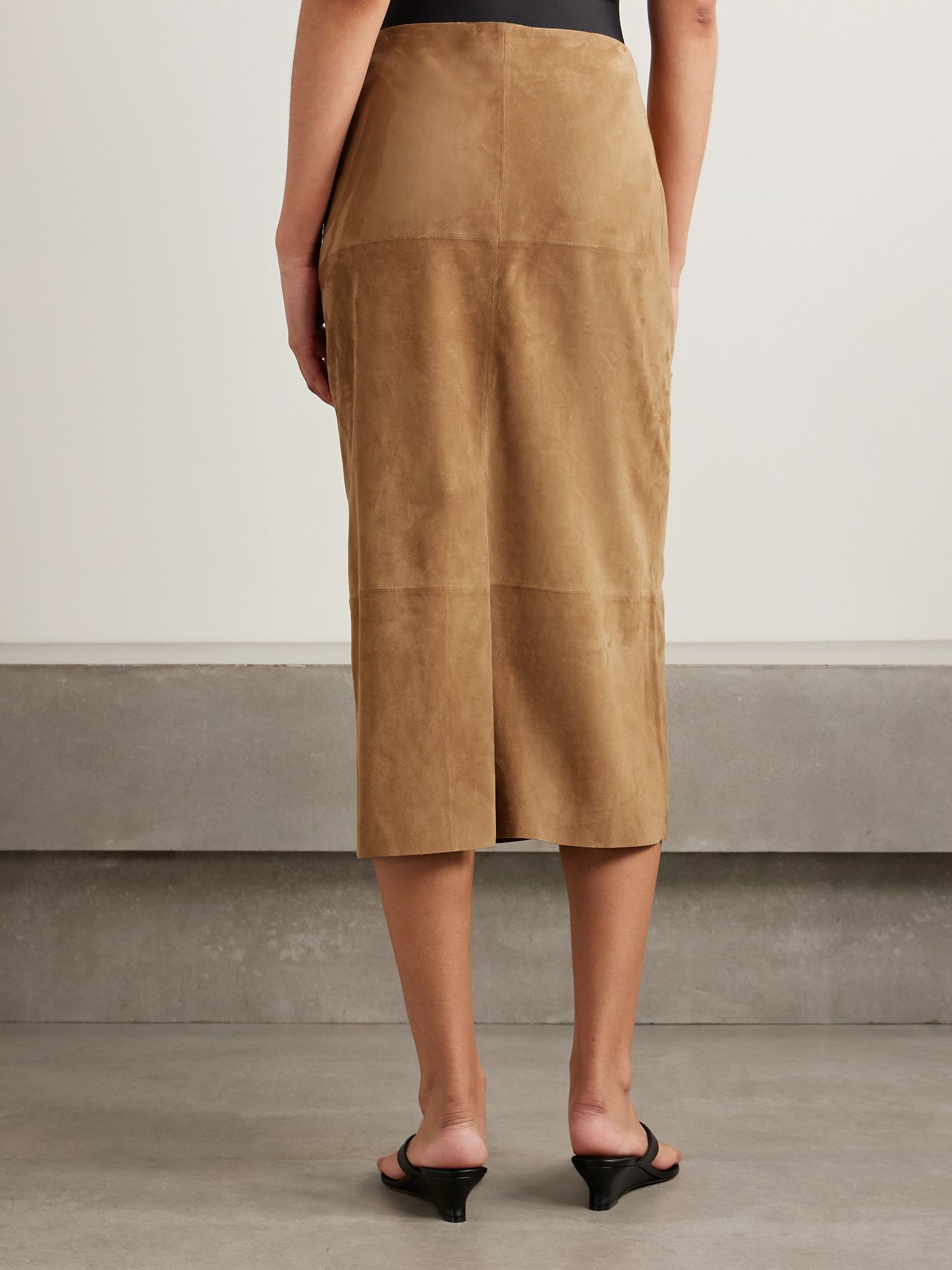 Nadia suede midi skirt Brown - 4