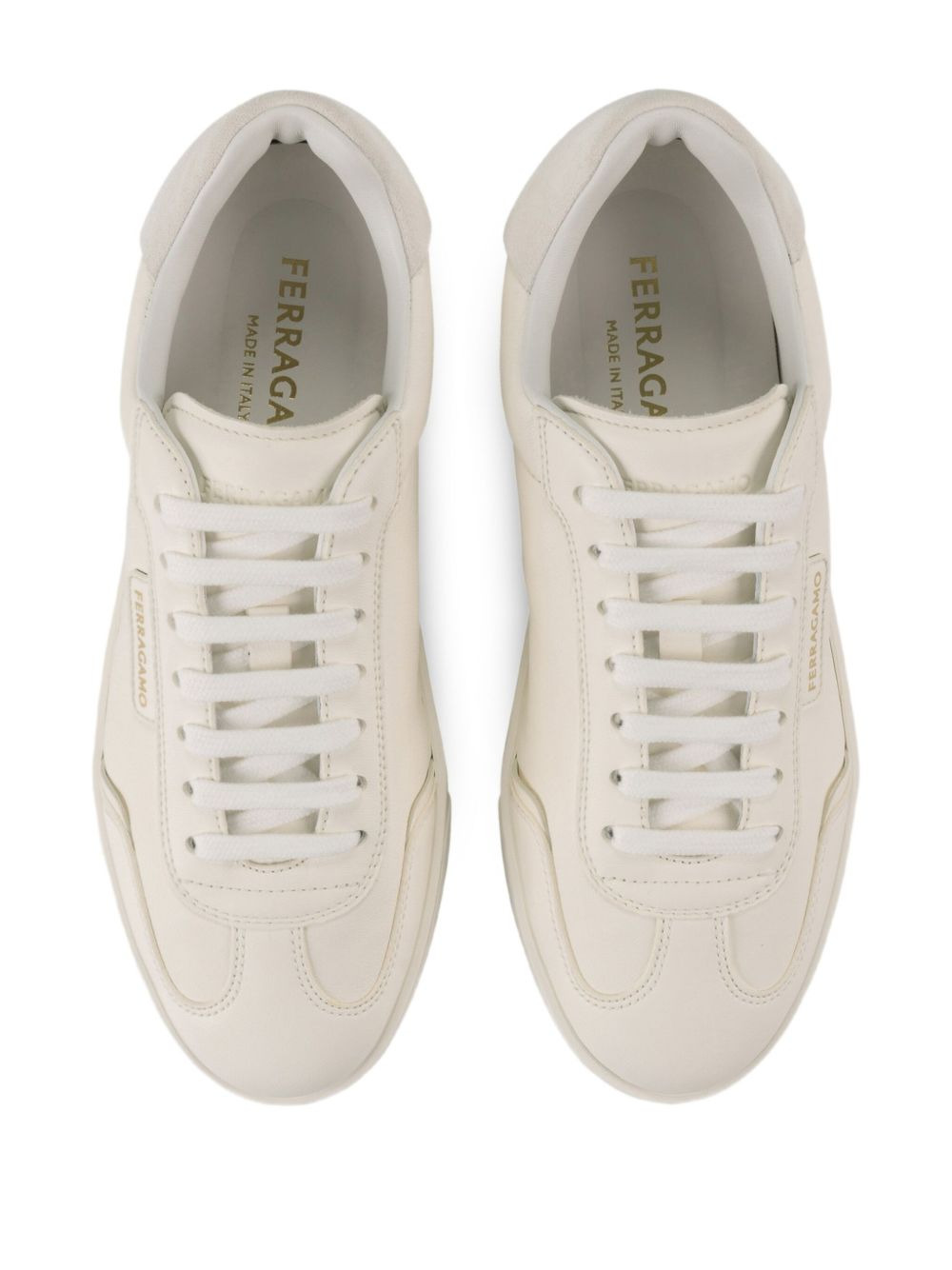 suede-panelled leather sneakers - 3