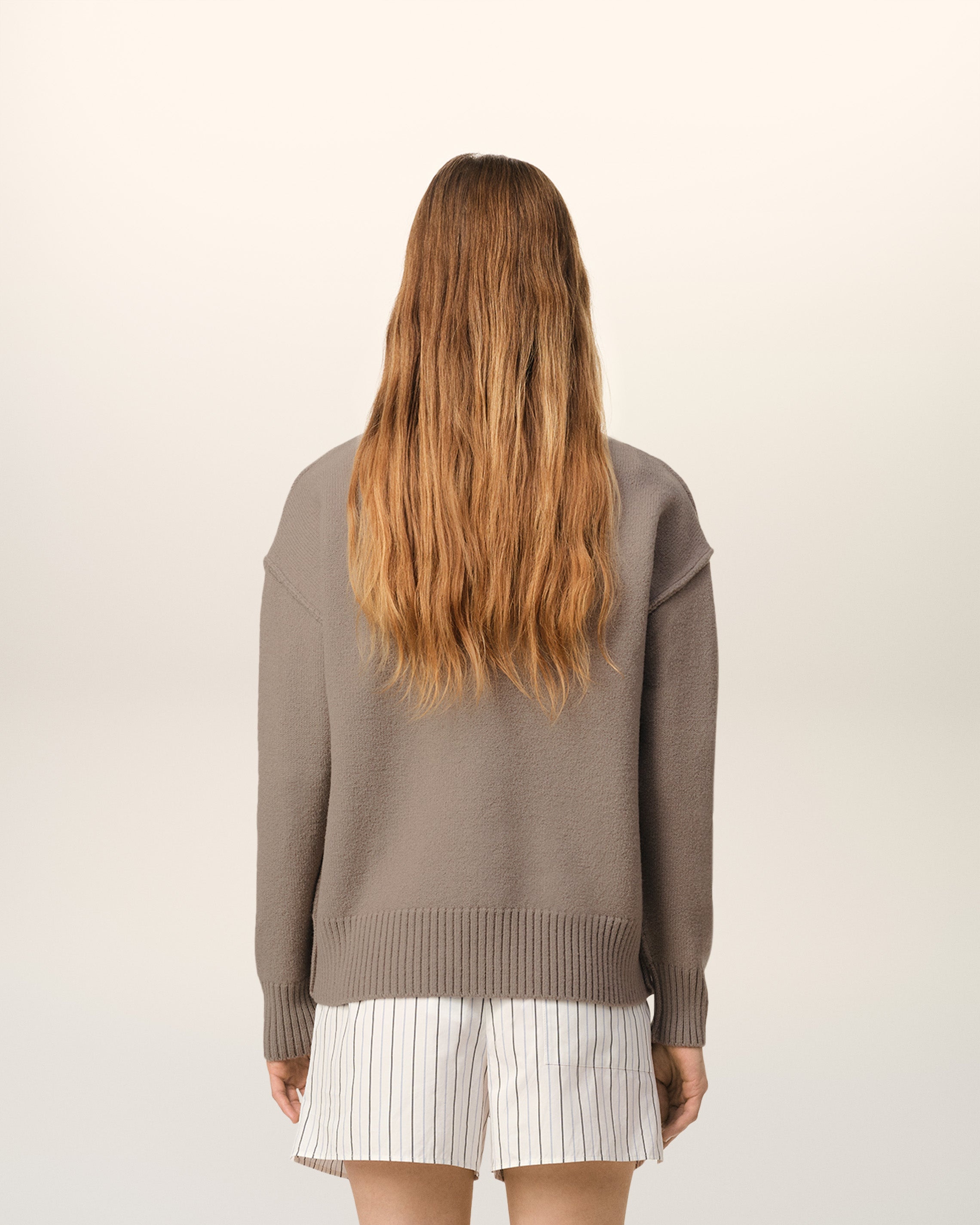 TAUPE WOOL AMI DE COEUR CARDIGAN - 5