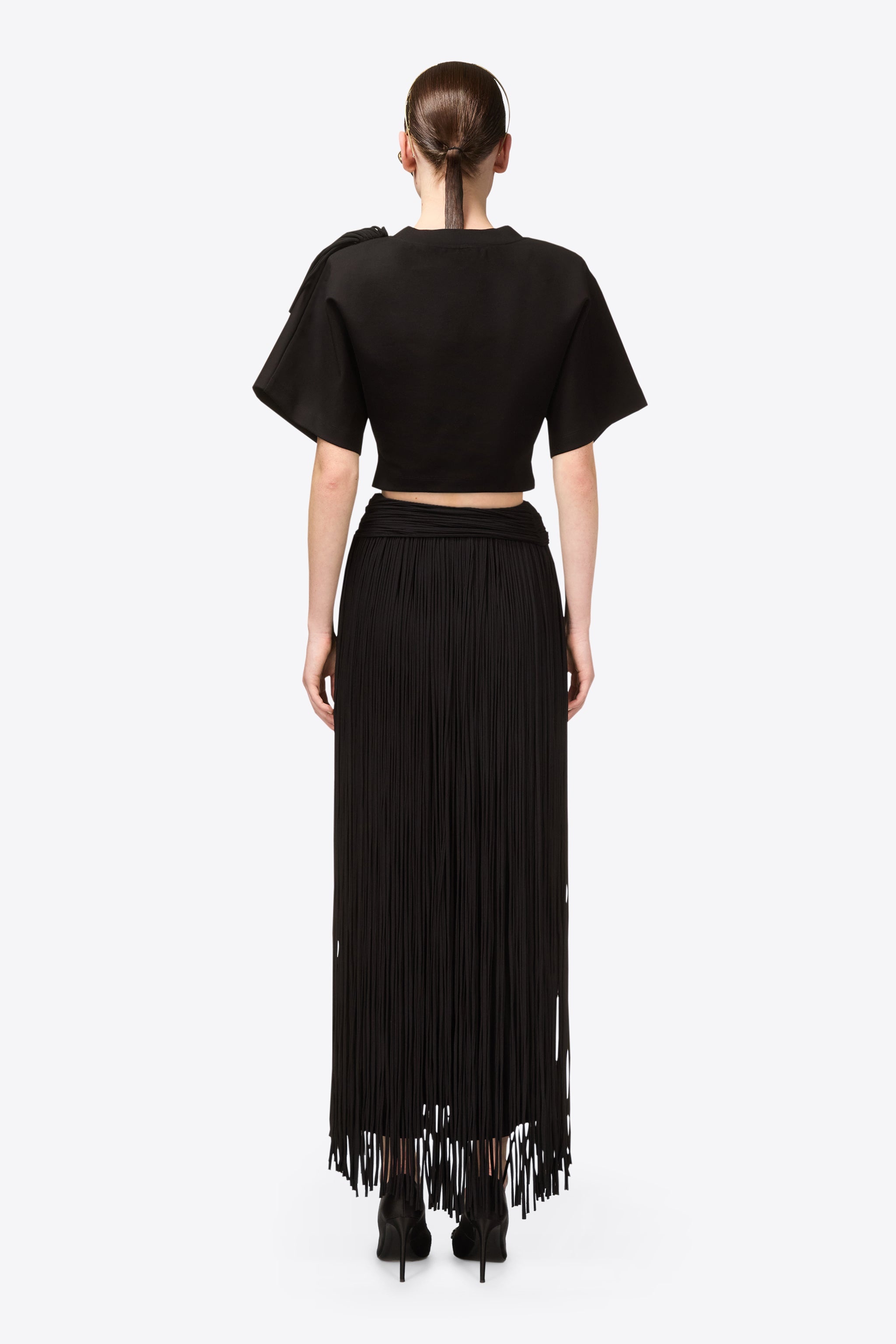 FRINGE BROOCH CROPPED T-SHIRT - 7