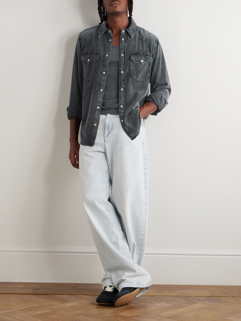 Isabel Marant Vasco Cotton-Corduroy Shirt Black outlook