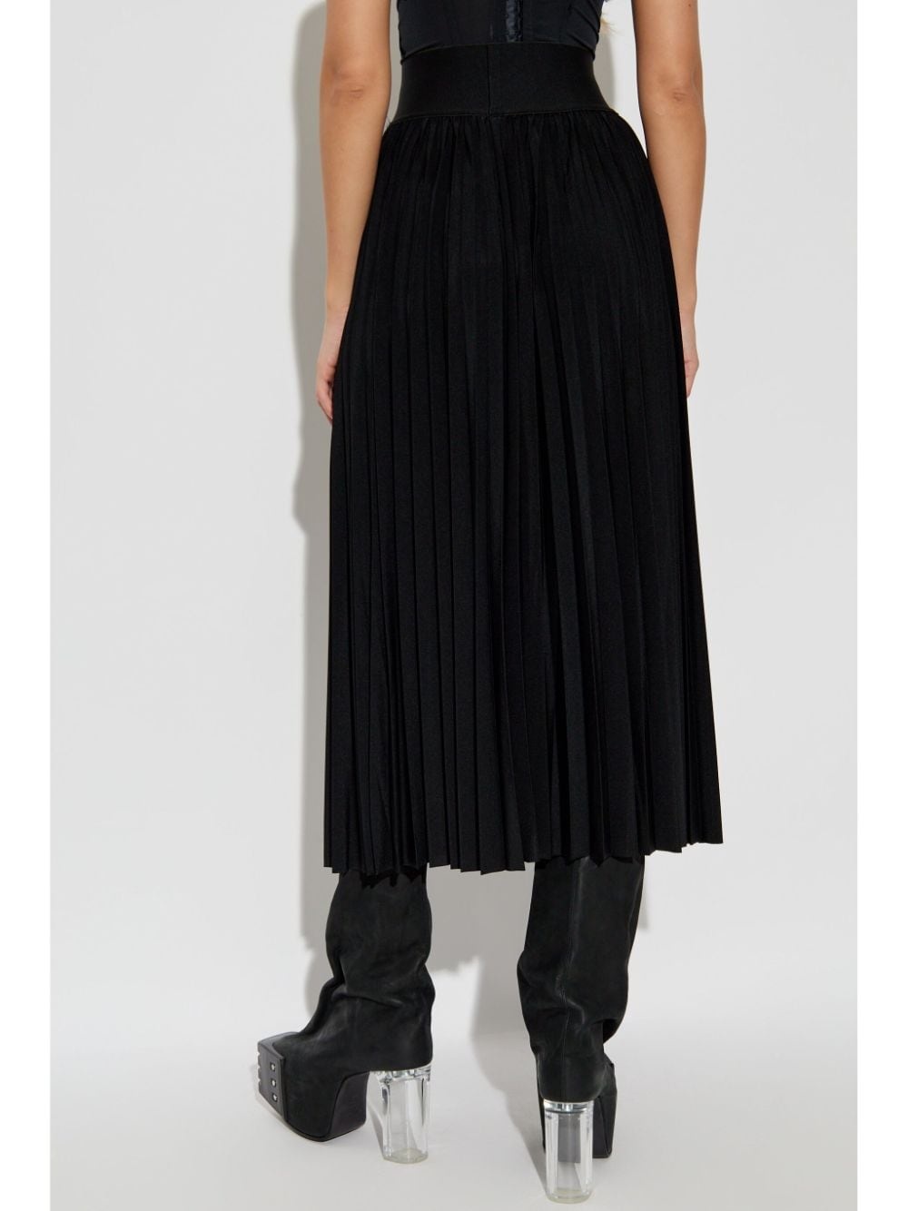 logo-waistband pleated skirt - 4