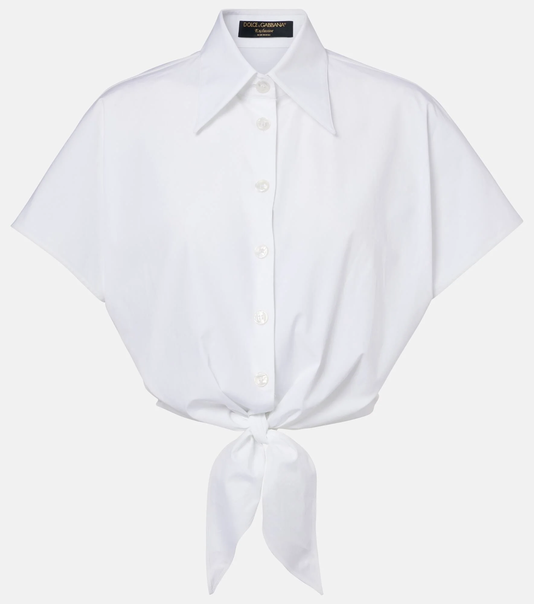 Cropped cotton-blend shirt - 1