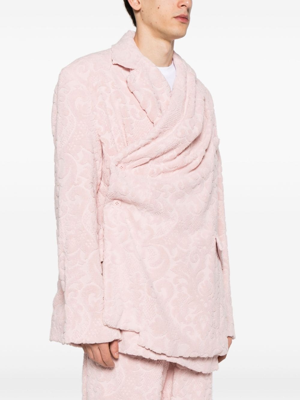 towelling-finish wrap cotton blazer - 3