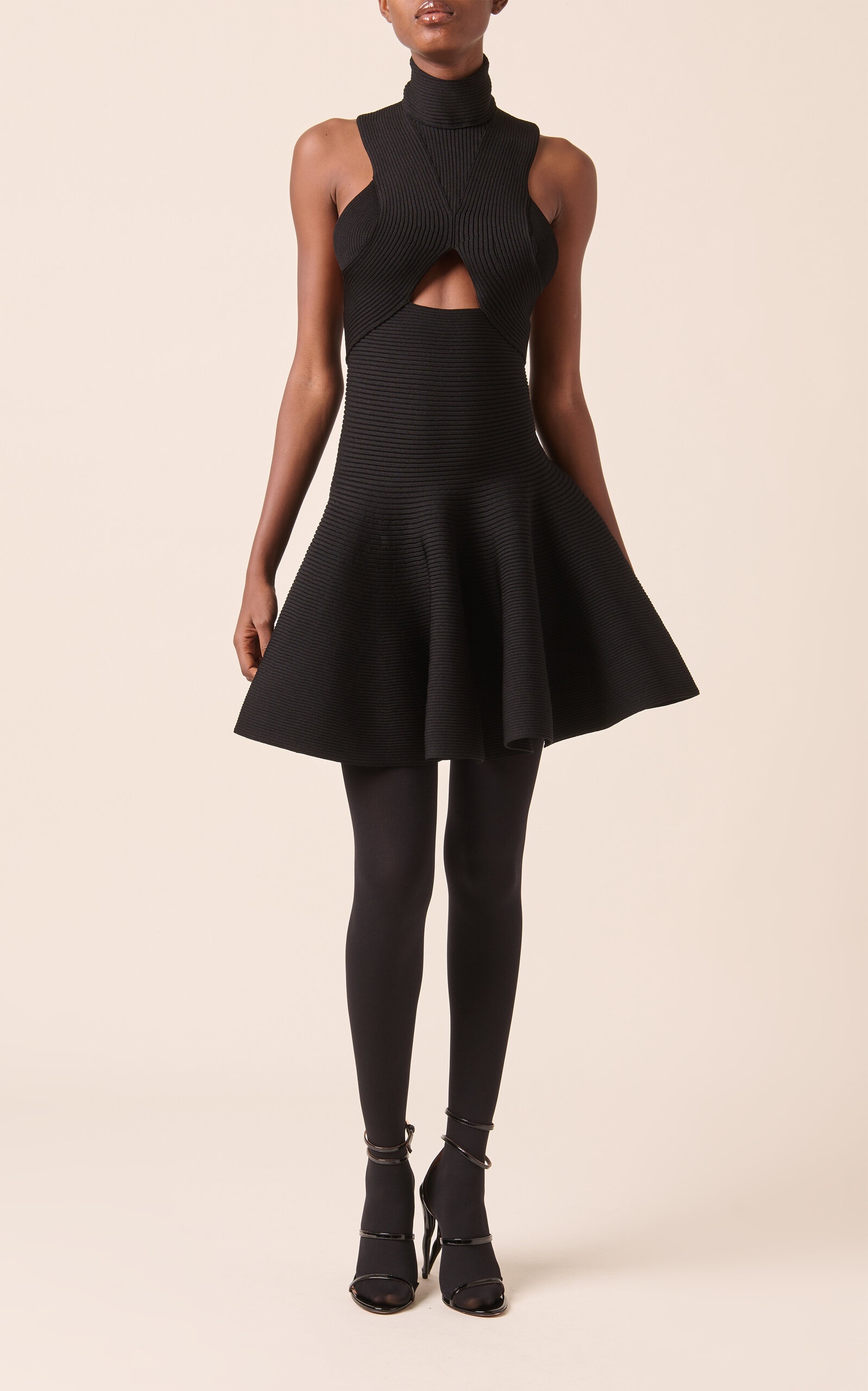 Circular Cutout Mini Dress black - 6