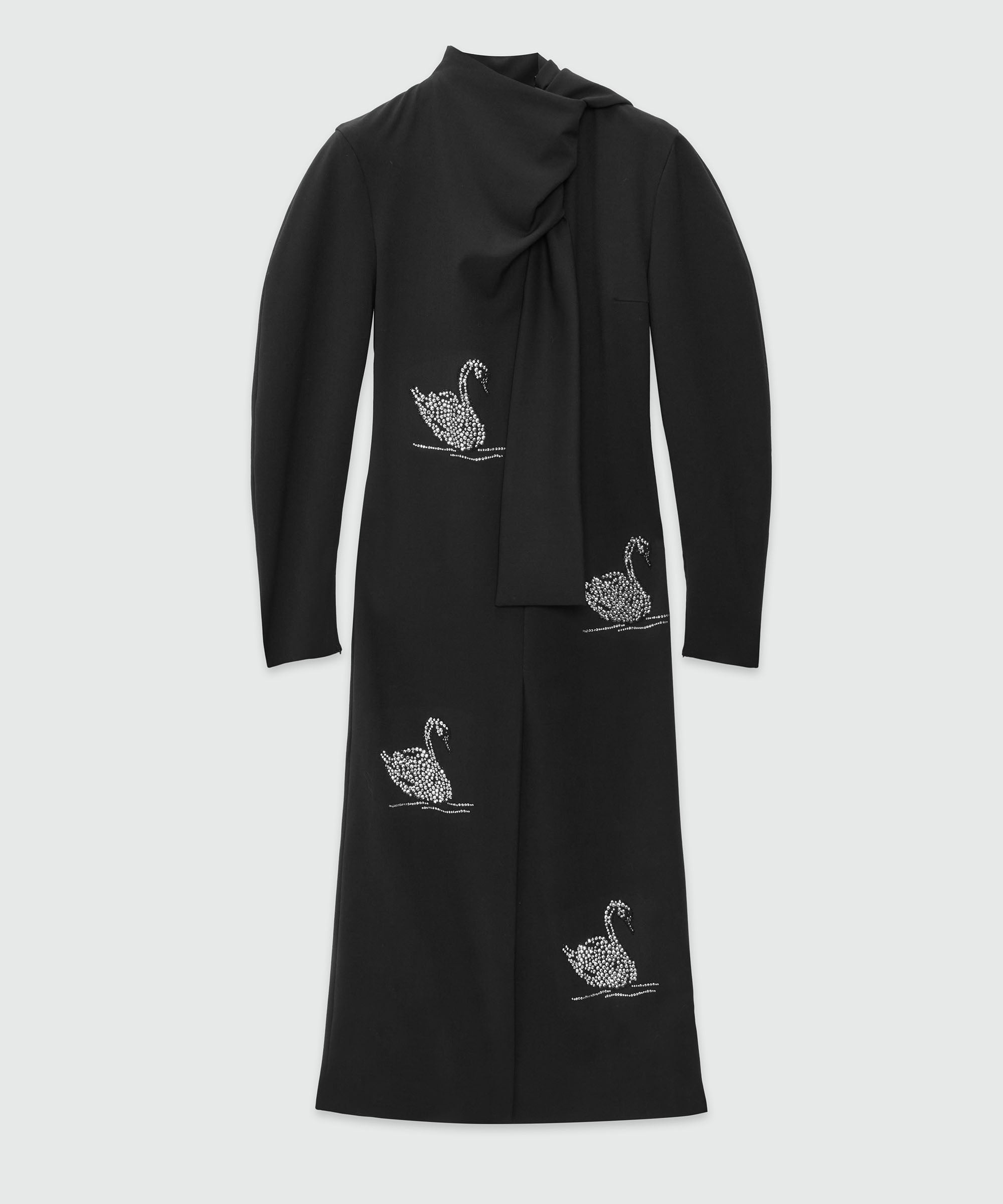 Blended wool midi dress with applications - 1