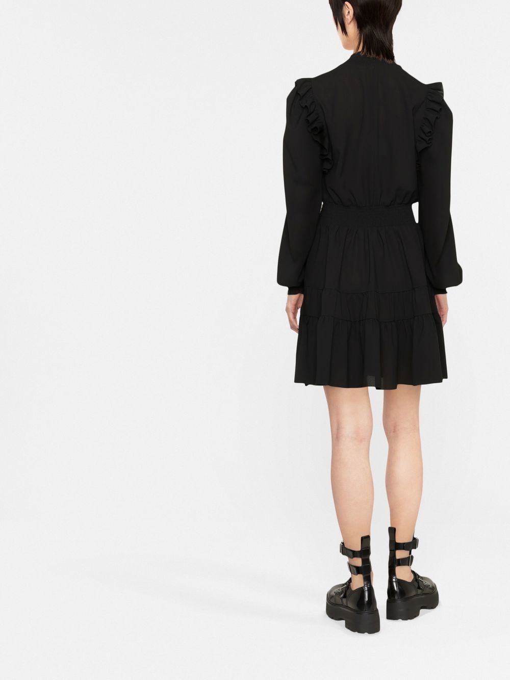 ruched long-sleeve mini dress - 3