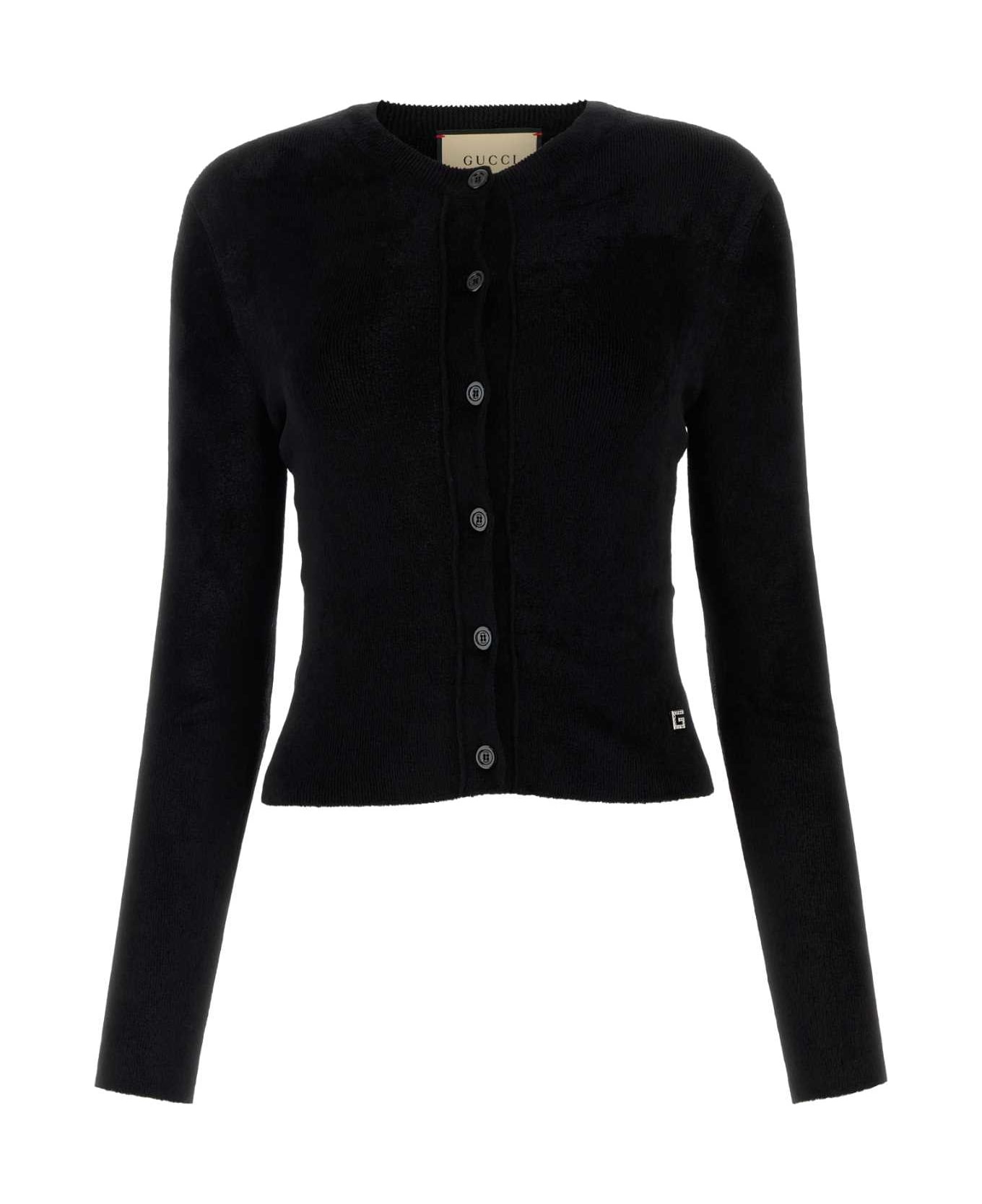 Black Viscose Blend Cardigan - 1