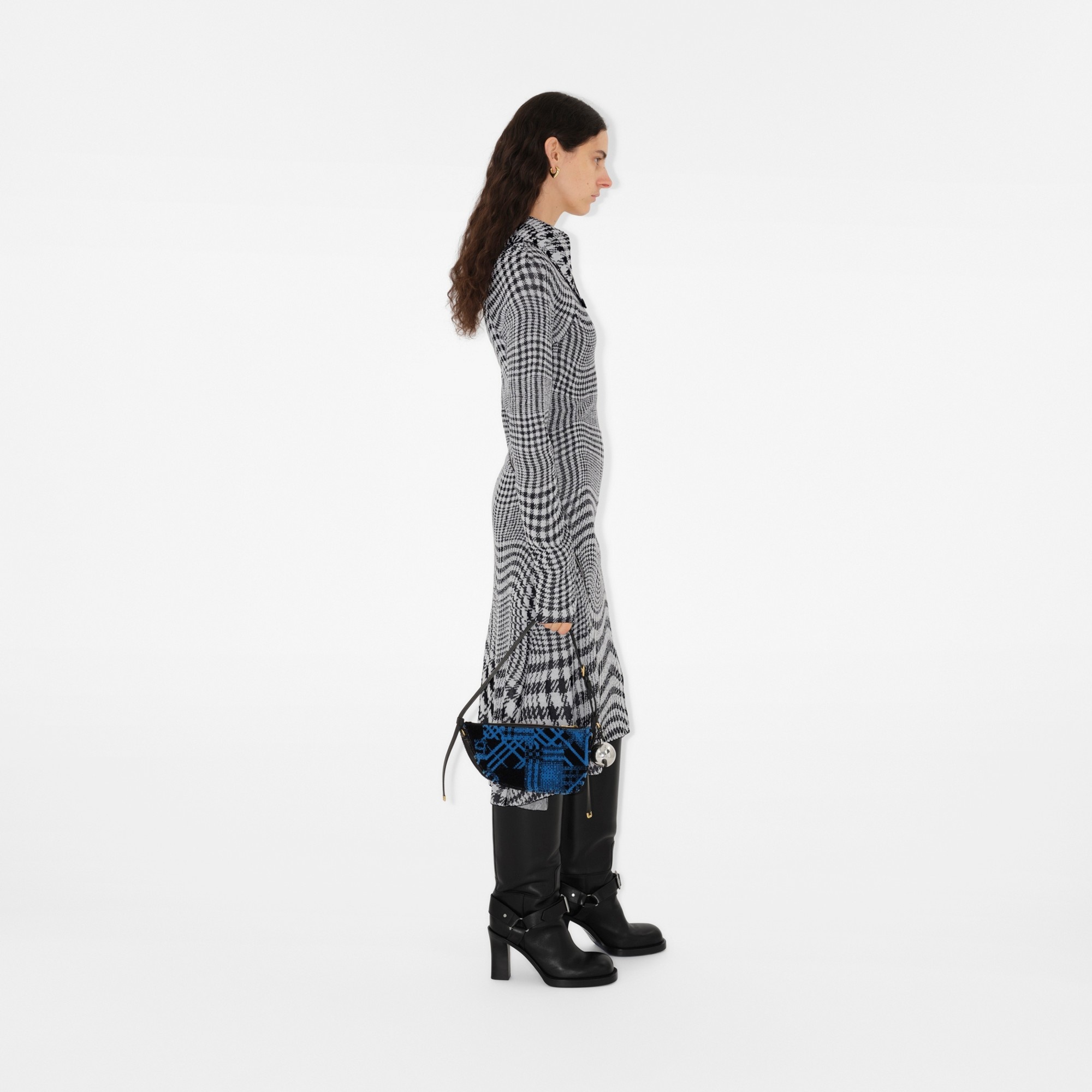 Warped Houndstooth Wool Blend Dress - 3